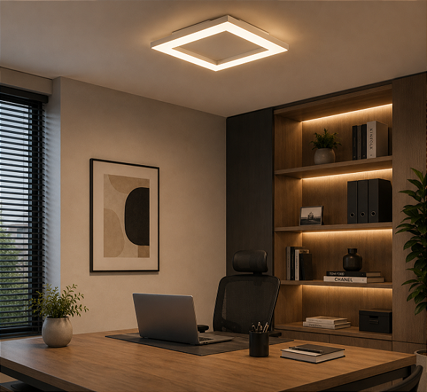 Plafon Arandela Pegasus Quadrado Usina Design LED 115,2W 3000K 14975lm Bivolt 19472-68LED3