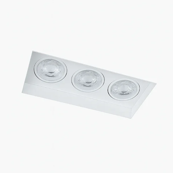 Embutido no Frame Grid Usina Design Retangular com 3 Focos para Lâmpada PAR20 NF351-3P