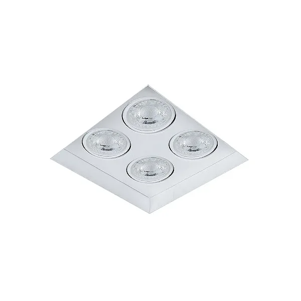 Embutido no Frame Grid Usina Design Quadrado com 4 Focos para Lâmpada AR70 NF352-4P