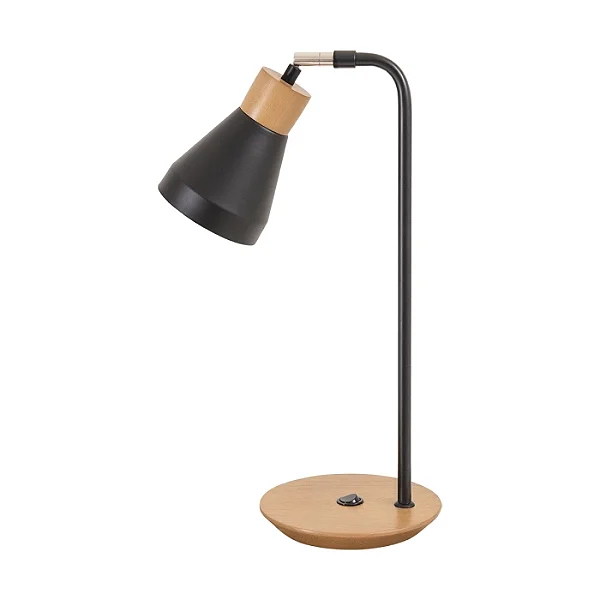 Abajur de Mesa Madelustre Bruna 42cm Castanho com Metal Preto E27 3061CT