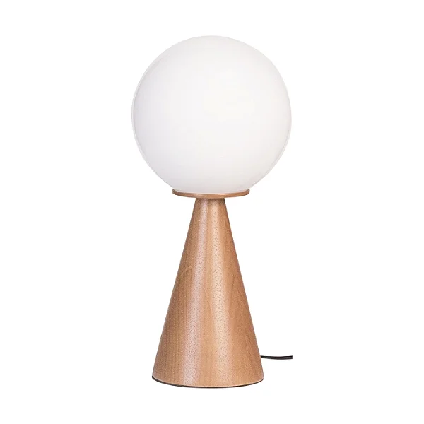Abajur de Mesa Madelustre Esphera Ø20x44cm Globo Leitoso Madeira E27 3299