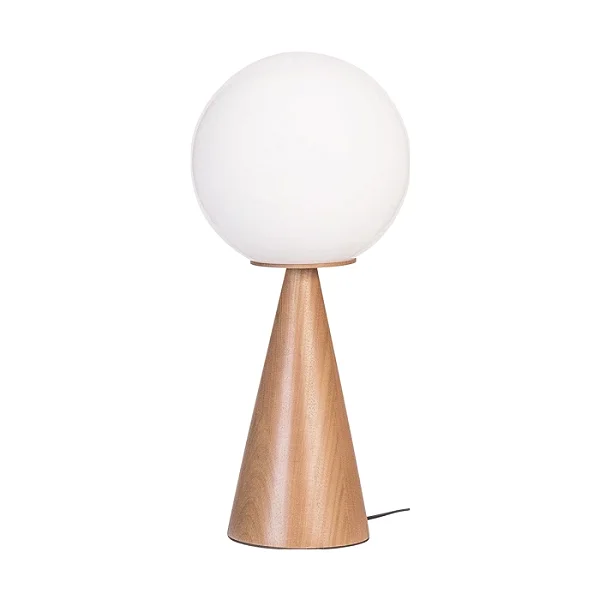 Abajur de Mesa Madelustre Esphera Ø25x67cm Globo Leitoso Madeira E27 3300