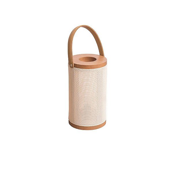 Abajur de Mesa Madelustre Garden Ø20x36cm Tela Sintética Alça em Couro E27 3290