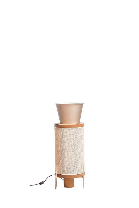 Abajur de Mesa Madelustre Garden Ø20x60cm Tela Sintética Cachepô Dourado MR16 3291