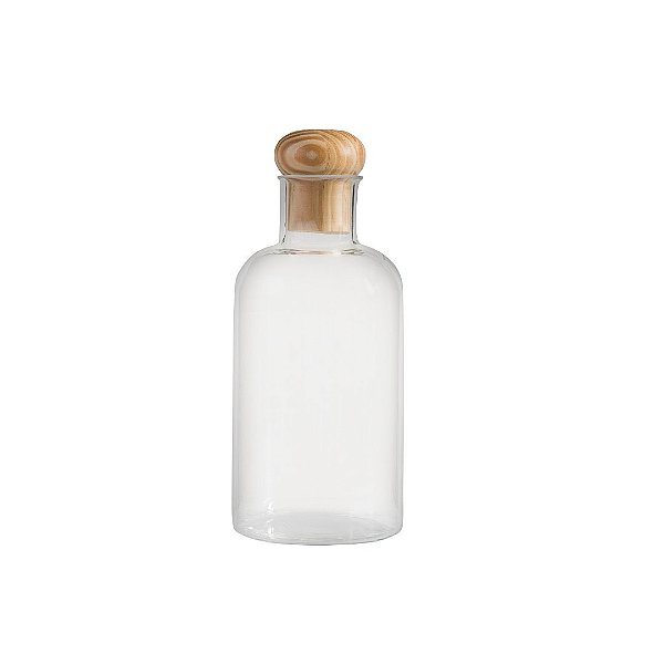 Abajur de Mesa Madelustre Garrafa Cilíndrica Pequena Ø14x30cm Cristal Liso Castanho