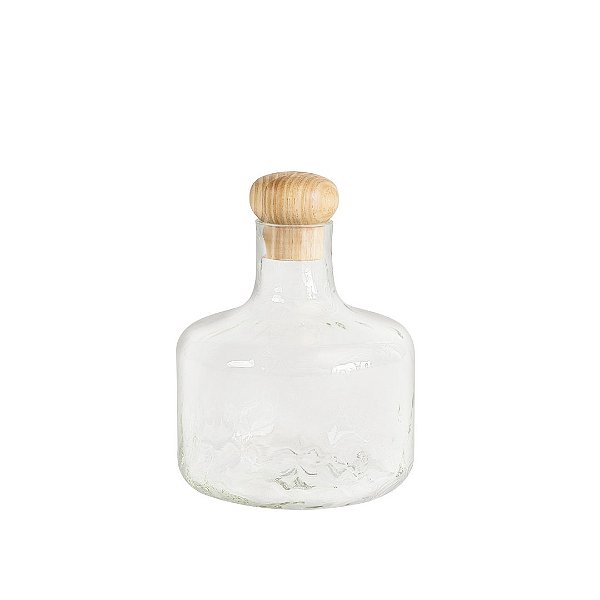 Abajur de Mesa Madelustre Garrafão Pequeno Cilindro Ø27x30cm Cristal Martelado Castanho