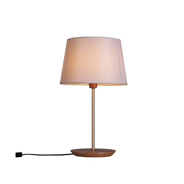 Abajur de Mesa Madelustre Slim Ø25x45cm Linho Madeira Metal E27 3039