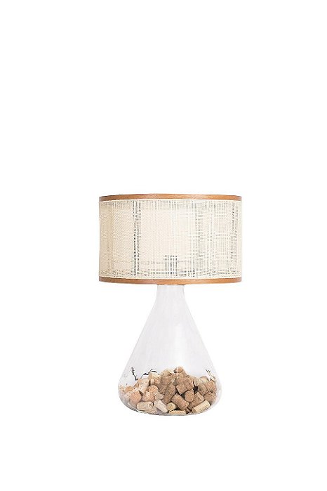 Abajur de Mesa Madelustre Vetro Lais 62cm Vidro Cristal Martelado Linho E27 3156CM-