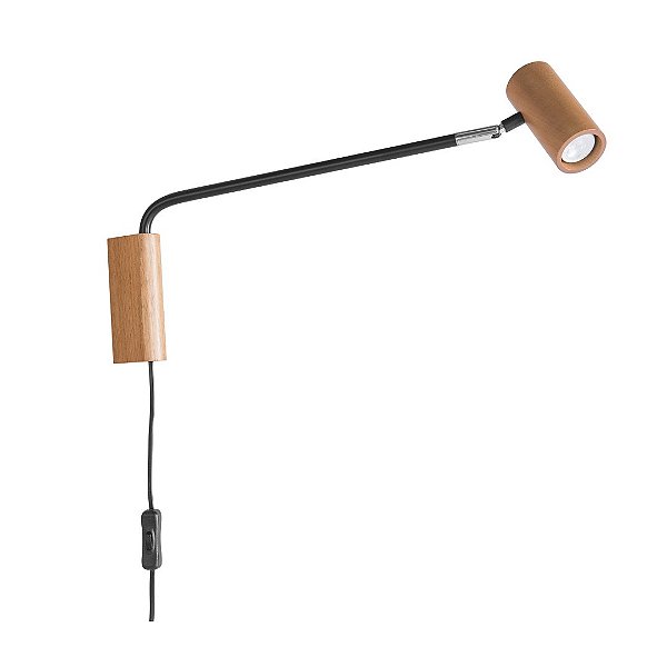 Arandela Articulável Madelustre Point MR11 50cm GU10 Mini Dicróica Madeira Castanho Imbuia ou Preto 3388