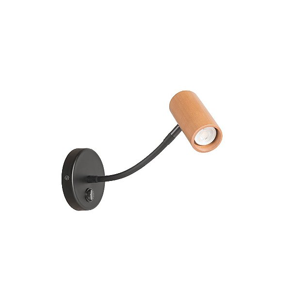 Arandela Haste Flexível Madelustre Point MR11 GU10 Mini Dicróica Madeira Castanho Imbuia ou Preto 3249
