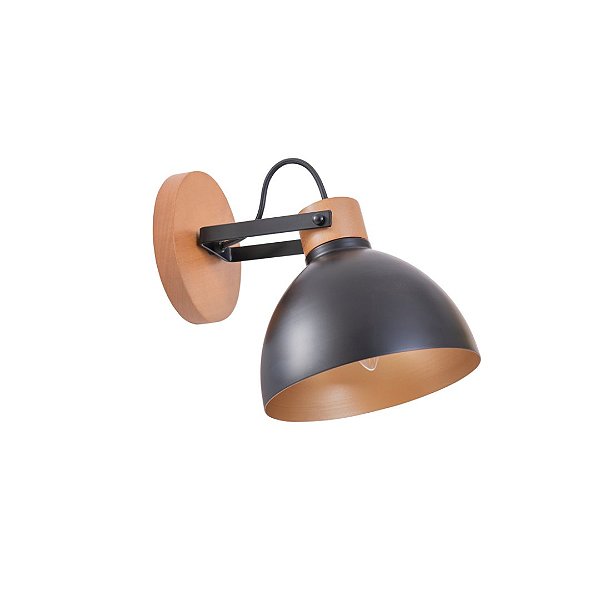 Arandela Madelustre Viena 20x22cm Madeira Castanho Preto e Dourado 3089