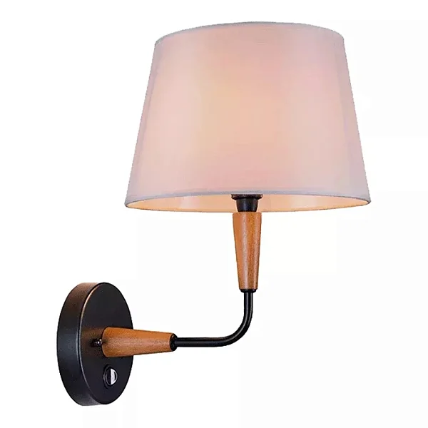 Arandela Standard Madelustre Yasmin Cúpula Linho 34cm Madeira Castanho Imbuia ou Preto 3027