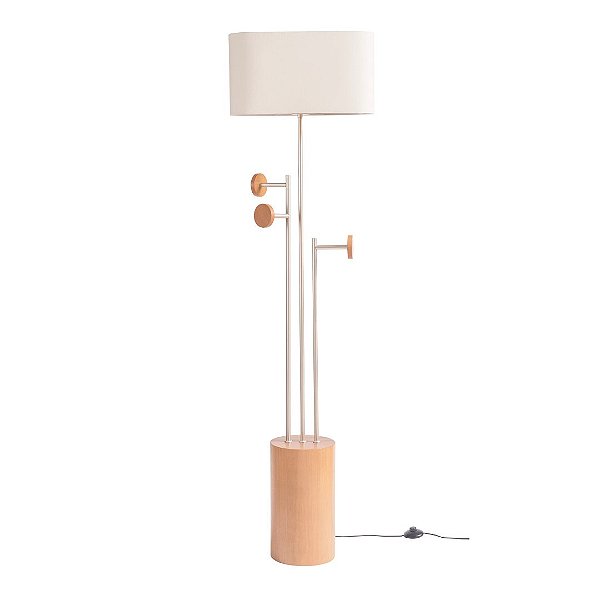 Coluna Cabideiro Madelustre Ø46x167cm Linho Champagne E27 Castanho