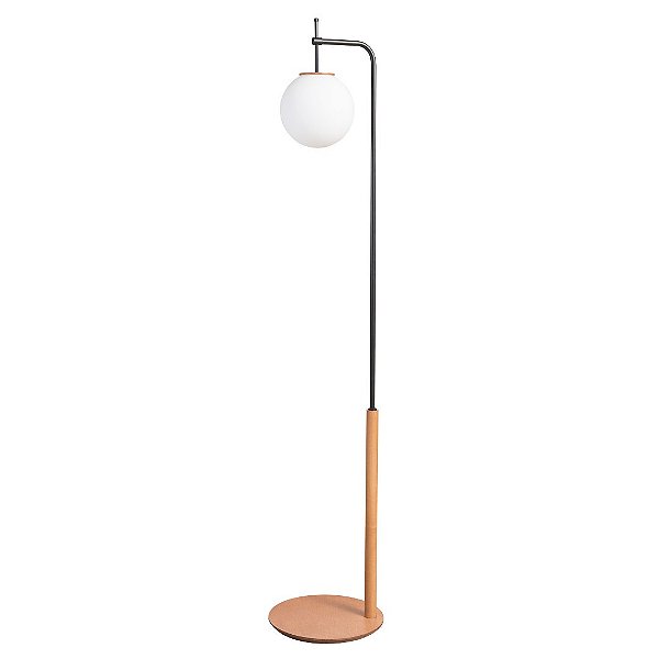 Coluna Luminária de Piso Madelustre Esphera 1,70m com Globo Leitoso Ø20cm 3051-64