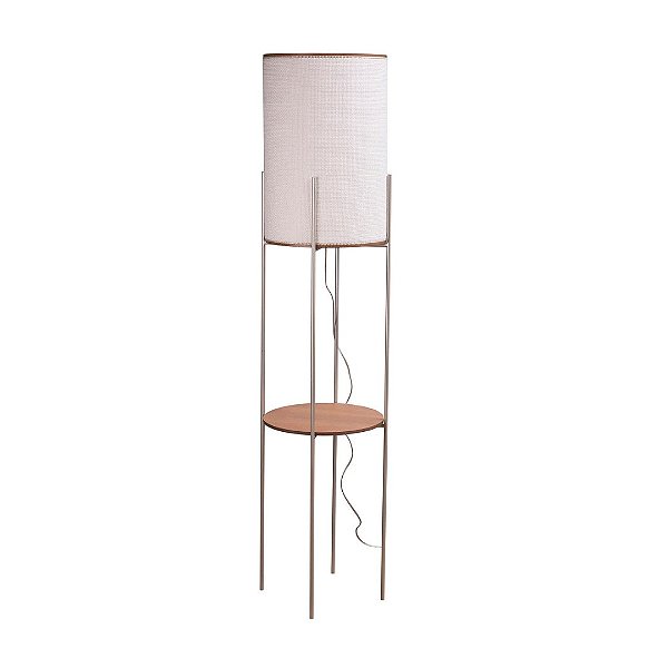 Coluna Luminária de Piso Madelustre Serena 1,50m com Cúpula MDF Square 3442CH-93