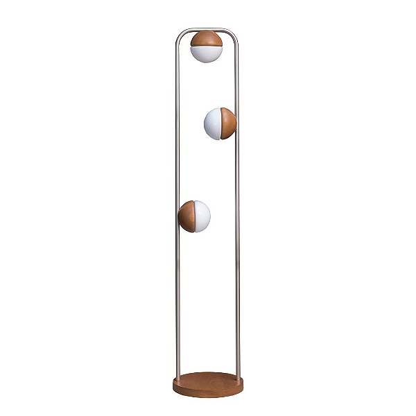 Coluna Luminária de Piso Madelustre Sintonia 3 Lâmpadas Ø15cm Madeira Castanho ou Preto G9 3223