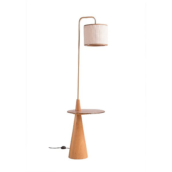 Coluna Luminária de Piso Madelustre Stella Âmbar 1,67m com Cúpula MDF Square 3433-93