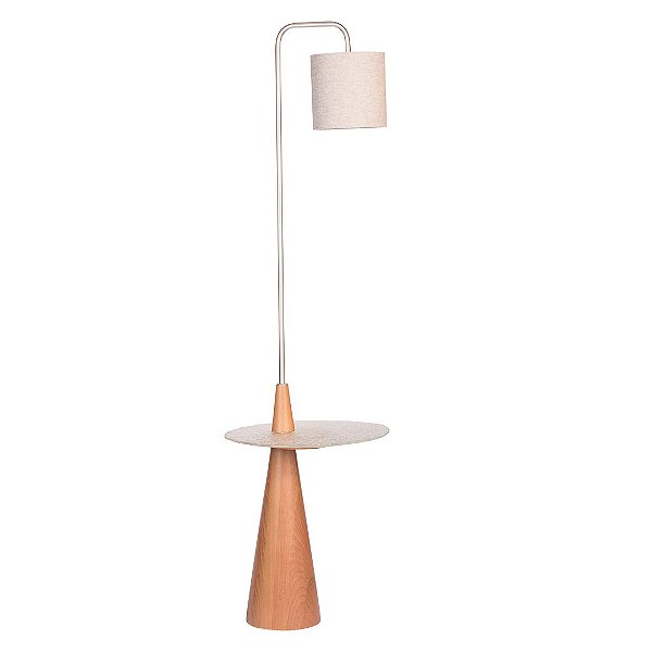 Coluna Luminária de Piso Madelustre Stella Cristal 1,67m com Mesa de Vidro 3298CT-