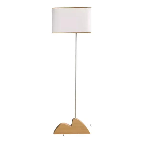 Luminária de Piso Pão de Açúcar Madelustre 165cm Madeira Natural Linho ou Bouclé Champagne