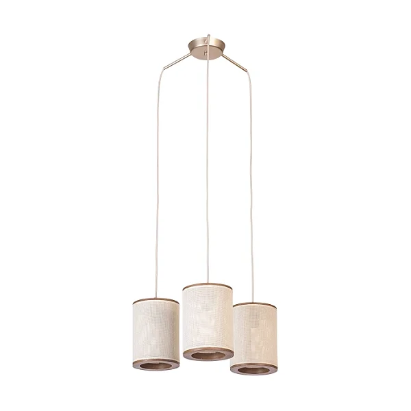 Lustre Madelustre Apollo Nature Ø45cm Tela Sintética 3xE27 Castanho Dourado 3332