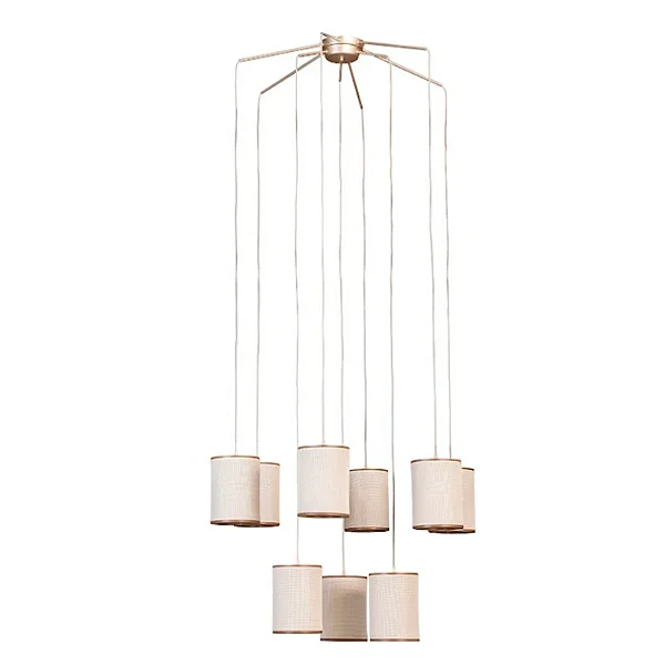 Lustre Madelustre Apollo Nature Ø80cm Tela Sintética 9xE27 Castanho Dourado 3334