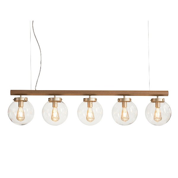 Lustre Pendente Trilho Madelustre Esphera Vintage 5 Esferas Cristal Ø20cm E27 C3254-