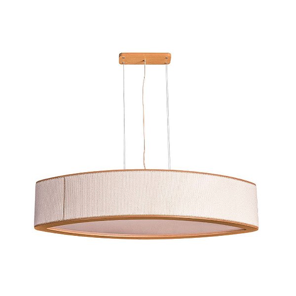 Pendente Curitiba Madelustre 120cm LED Linho Robust ou Square Madeira Natural 3000K 3418NA