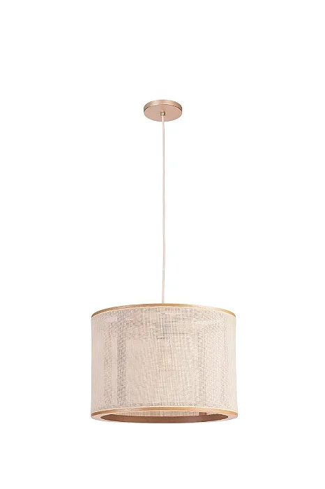 Pendente Madelustre Apollo Nature Ø40x28cm Tela Sintética E27 Castanho Dourado 3331
