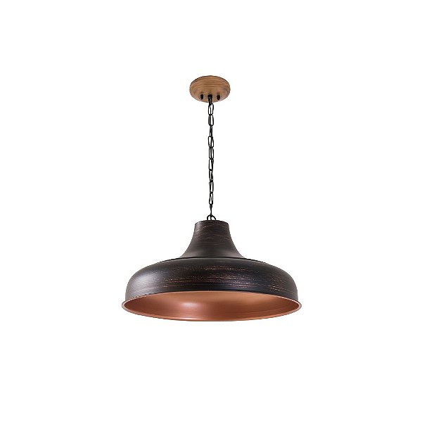 Pendente Madelustre Brooklyn 56cm Preto e Dourado Madeira Castanho 2874PC