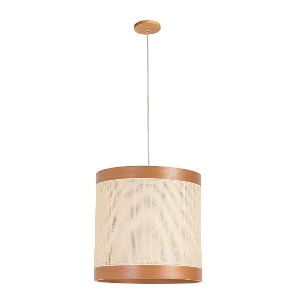 Pendente Madelustre Nuts 42cm Palha Sintética Madeira Castanho ou Imbuia E27 2938