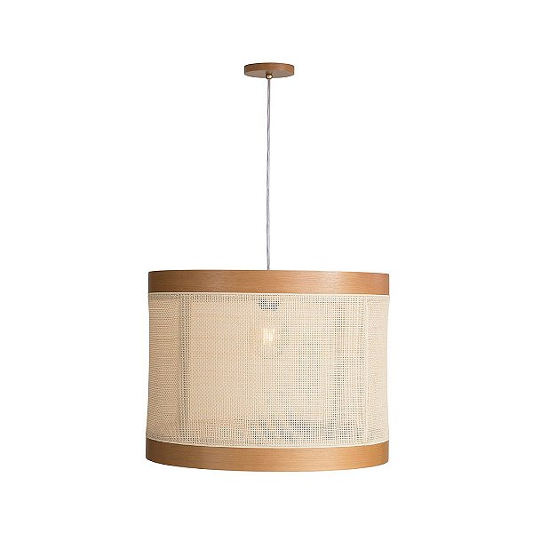 Pendente Madelustre Nuts 53cm Palha Sintética Madeira Castanho ou Imbuia E27