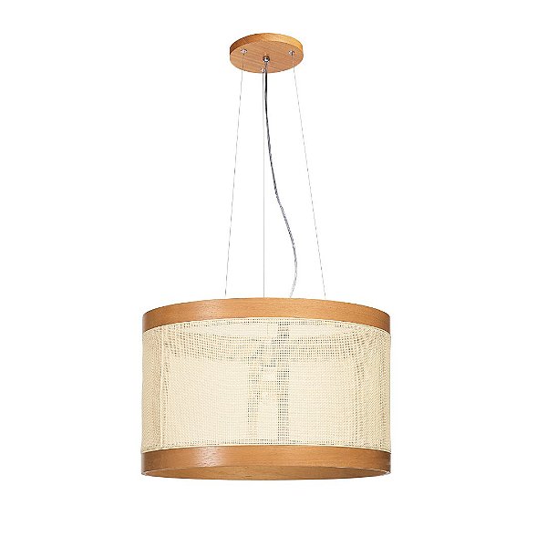 Pendente Madelustre Nuts 65cm Palha Sintética Madeira Castanho ou Imbuia E27 3130