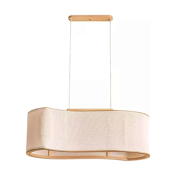 Pendente Madelustre Orgânico Nature 1,00m com Tecido Boucle e Defletor Acrílico 3413NA/88