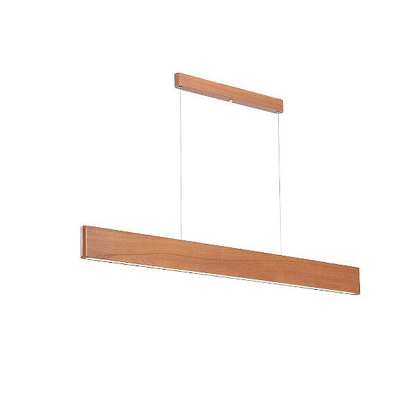 Pendente Madelustre Rettangolare LED Integrado 123cm Madeira Castanho Imbuia ou Preto 18W 3000K 3088