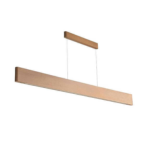 Pendente Madelustre Rettangolare LED Integrado 170cm Madeira Castanho Imbuia ou Preto 34W 3000K