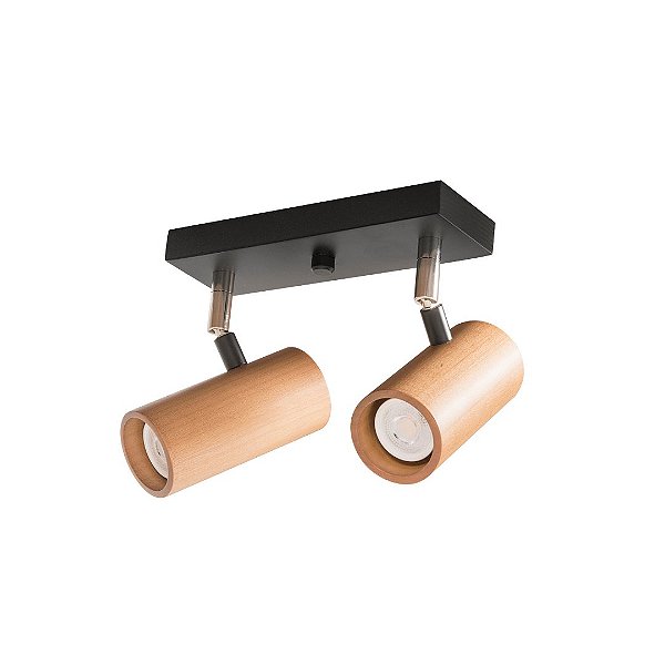 Spot de Sobrepor Madelustre Point 2 Lâmpadas MR11 Kit 4 Peças GU10 Mini Dicróica Madeira Castanho Imbuia ou Preto C3248