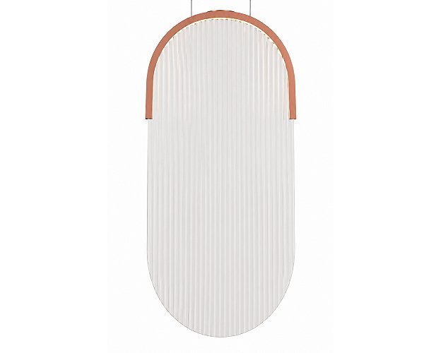 Pendente Metal Domado 6692 Jônica Pila P Fita LED 10,5W 3000K 40x75x150cm Alumínio e Acrílico Canelado Bivolt