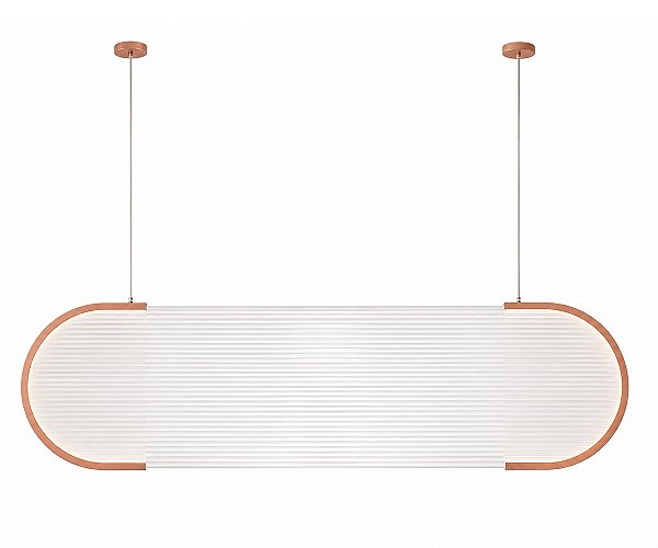 Pendente Metal Domado 6696 Jônica Front Fita LED 22,4W 3000K 140x40x150cm Alumínio e Acrílico Canelado Bivolt