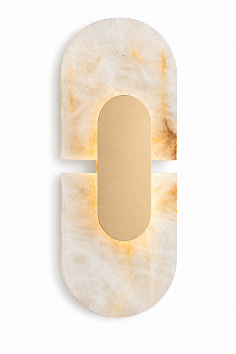 Arandela Metal Domado 6704 Hayla Dupla 2xG9 Halopin 15x37x9cm Alumínio e Pedra Ônix Bivolt
