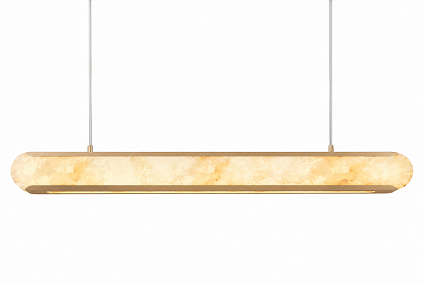 Pendente Metal Domado 6712 Hayla P Fita LED 9,8W 3000K 50x10x12cm Alumínio e Pedra Ônix Bivolt