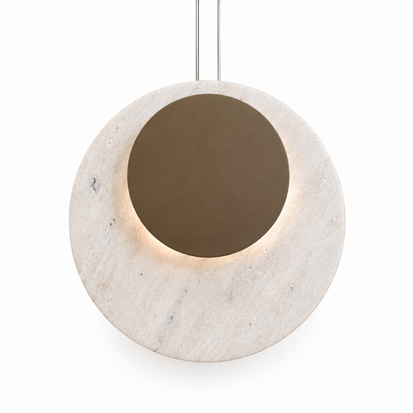 Pendente Metal Domado 6621 Bolle Rock Flux Dupla Fita LED 44,8W 3000K 50x50x6cm Alumínio e Pedra Bivolt