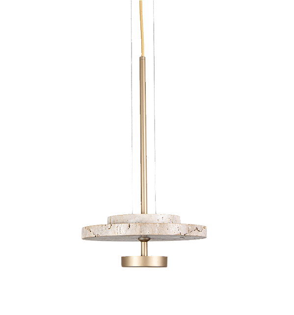 Pendente Metal Domado 6623 Bolle Rock Dupla Axs P Fita LED 2,8W 3000K 25x9x25cm Alumínio e Pedra Bivolt
