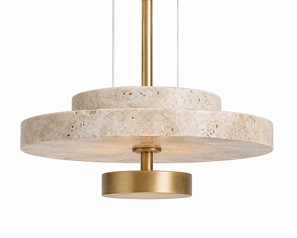 Pendente Metal Domado 6624 Bolle Rock Dupla Axs M Fita LED 4,4W 3000K 35x9x35cm Alumínio e Pedra Bivolt
