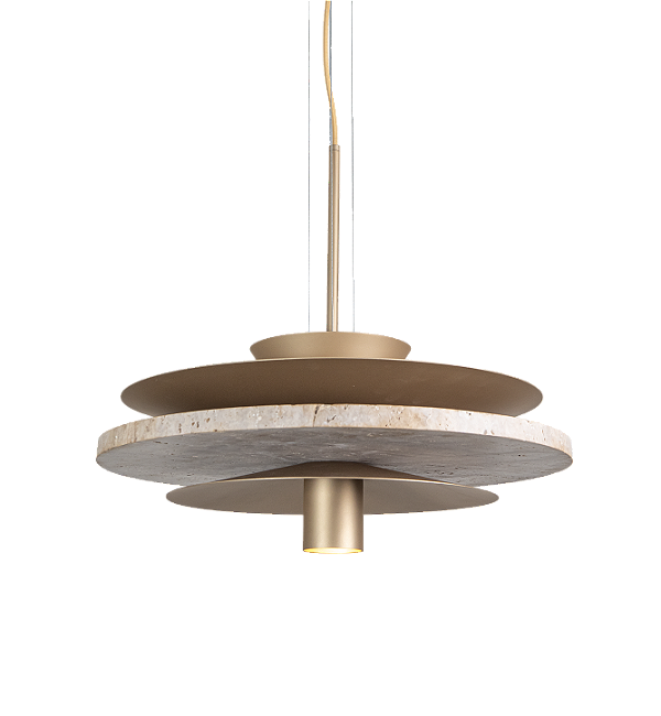 Pendente Metal Domado 6628 Bolle Rock M GU10 Dicroica 50x21x50cm Alumínio e Pedra Bivolt