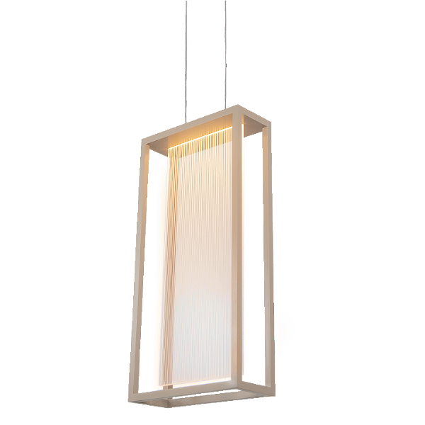 Pendente Metal Domado 6586 Almenara Vertical Fita LED 3,6W 3000K 25x50x10cm Alumínio e Acrílico Frisado Bivolt