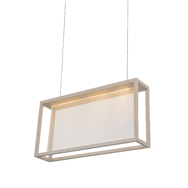 Pendente Metal Domado 6587 Almenara Horizontal Fita LED 8,1W 3000K 50x25x10cm Alumínio e Acrílico Frisado Bivolt
