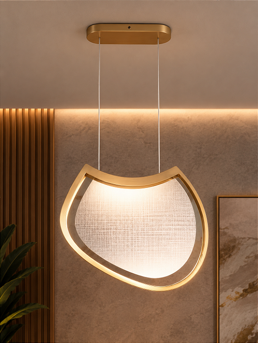 Pendente Metal Domado 6597 Almenara Francê Fita LED 3,6W 3000K 40x48x6cm Alumínio e Acrílico Frisado Bivolt