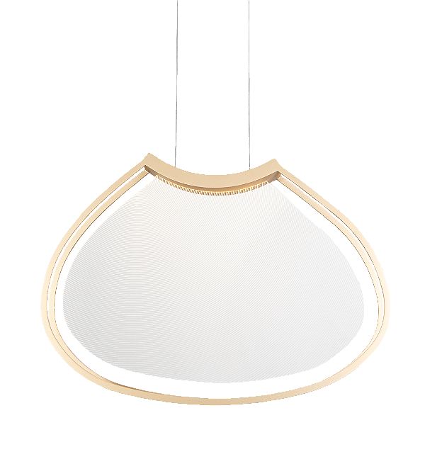 Pendente Metal Domado 6598 Almenara Plisê Fita LED 3,6W 3000K 42x43x6cm Alumínio e Acrílico Frisado Bivolt