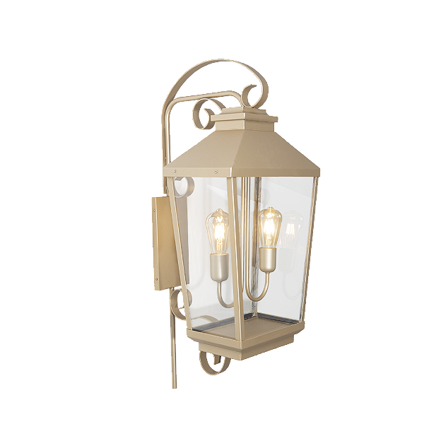 Arandela Metal Domado 6501 Gold G 2xE27 Filamento 35x90x40cm Alumínio e Vidro