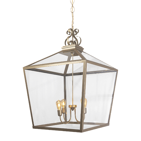 Pendente Metal Domado 6505 Gold G 4xE27 Filamento 80x120x80cm Alumínio e Vidro